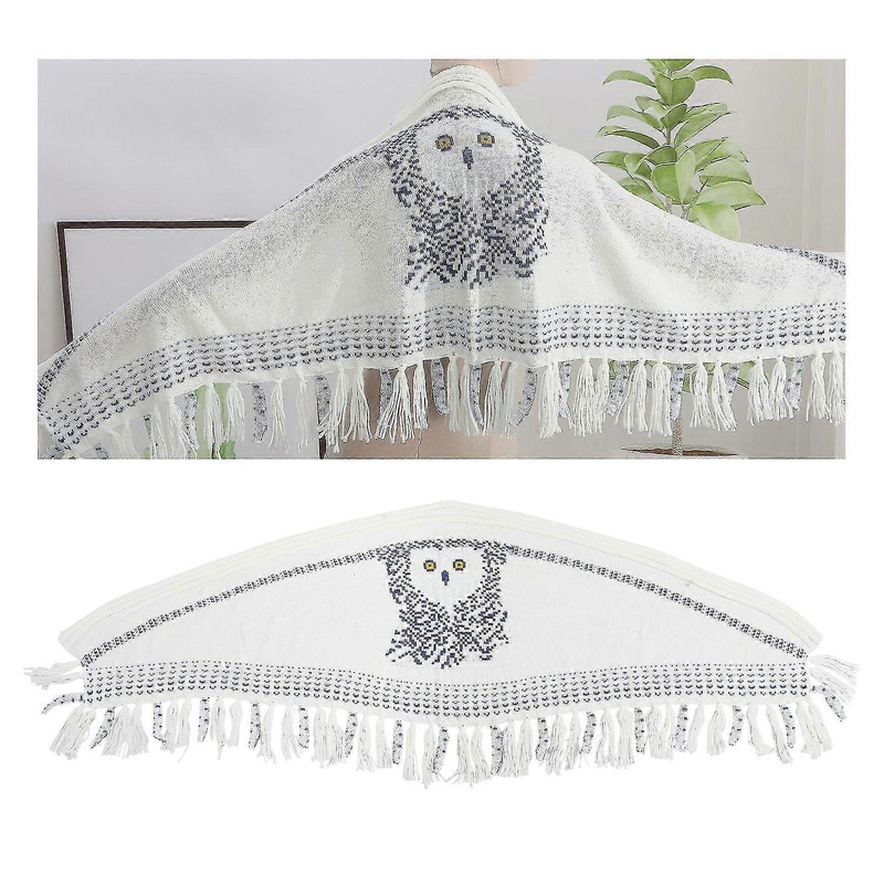 Reversible Owl Scarf/shawl, Owl Knitted Scarves, White Print, Warm And Stylish | Fruugo SG