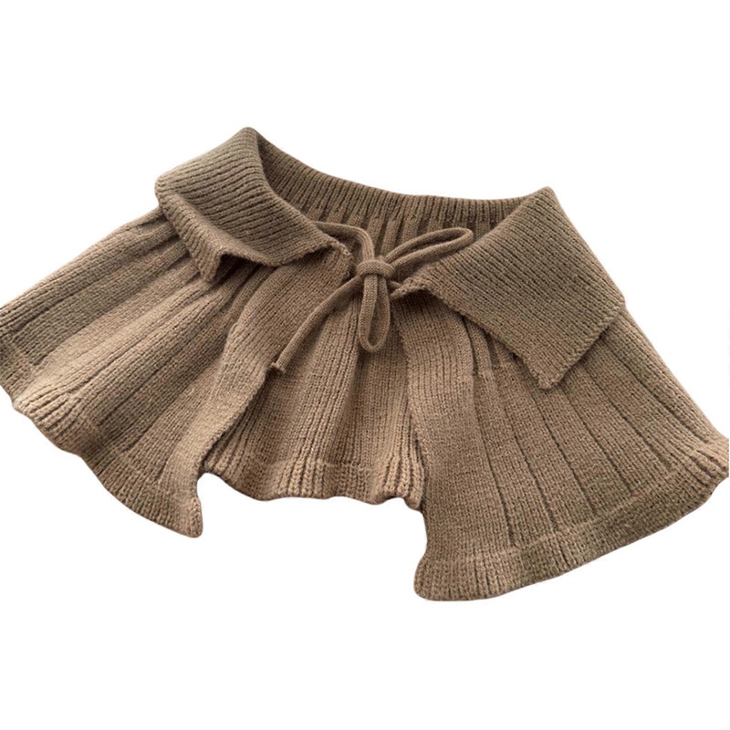 Solid Color Knitted Shawl for Baby Girls, Soft & Comfortable Warm Strap Tied False Collar Children Removable Collar  khaki | Fruugo SG