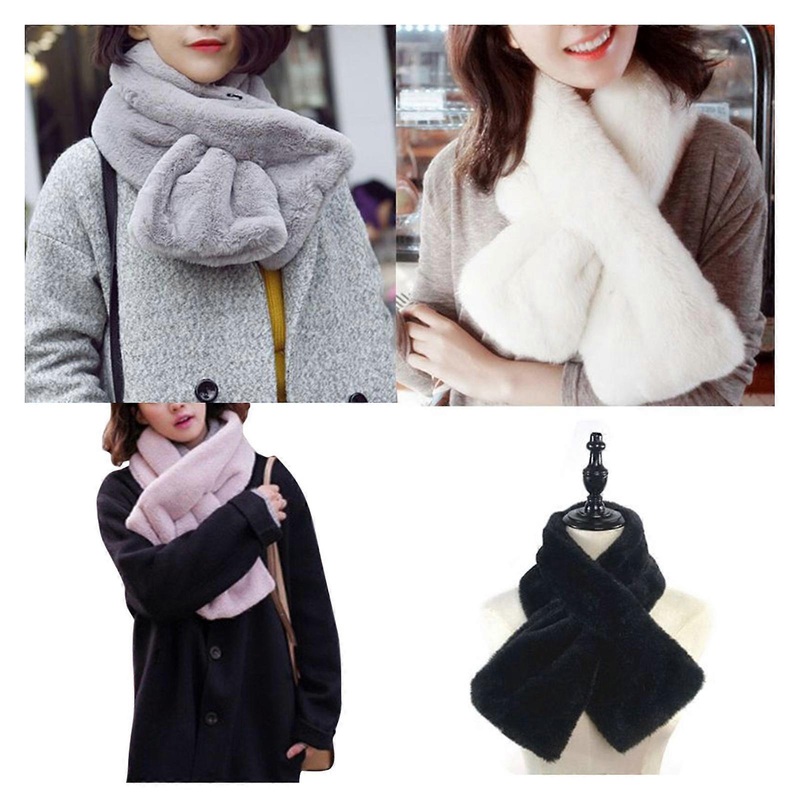 Winter Thick Faux Fur Warm Scarf Furry Pull Through Neck Warmer Plush Collar for Cross Around Loophole Wrap Neckerchief  PINK | Fruugo SG