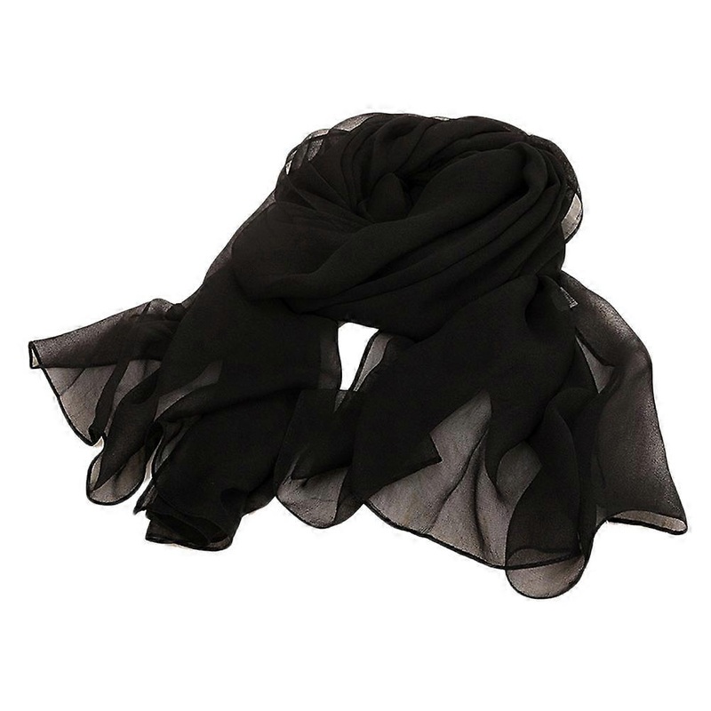 Women Cape Solid Color Scarf Sunscreen Rectangular Polyester Fiber Shawl Cape Black 175x70cm Sunblock 1Set | Fruugo SG