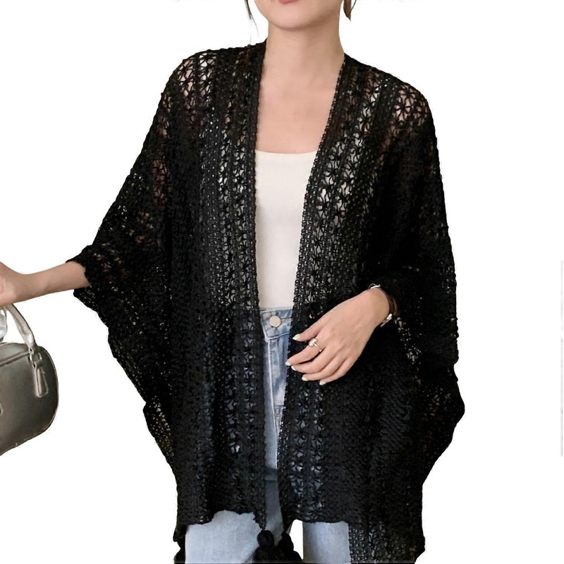 Women Knitting Shawl Ethnic Style Solid Color Hollow Braided Cloak with Fridge Decor Draping Shawl | Fruugo SG