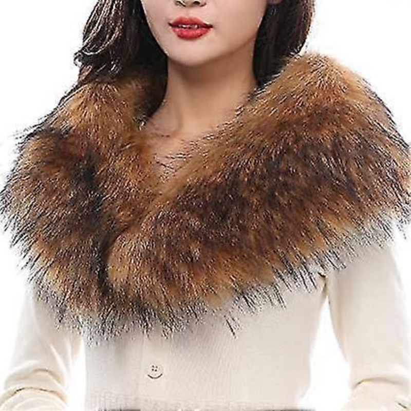 Women’s Warm Fur Scarf With Faux Fur Collar, Suitable For Cold Winter | Fruugo SG