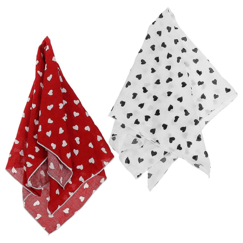 Women Square Neck Scarf Fresh Style Travel Comfortable Cotton and Linen Heart .00X55.0cm 2Pcs | Fruugo SG