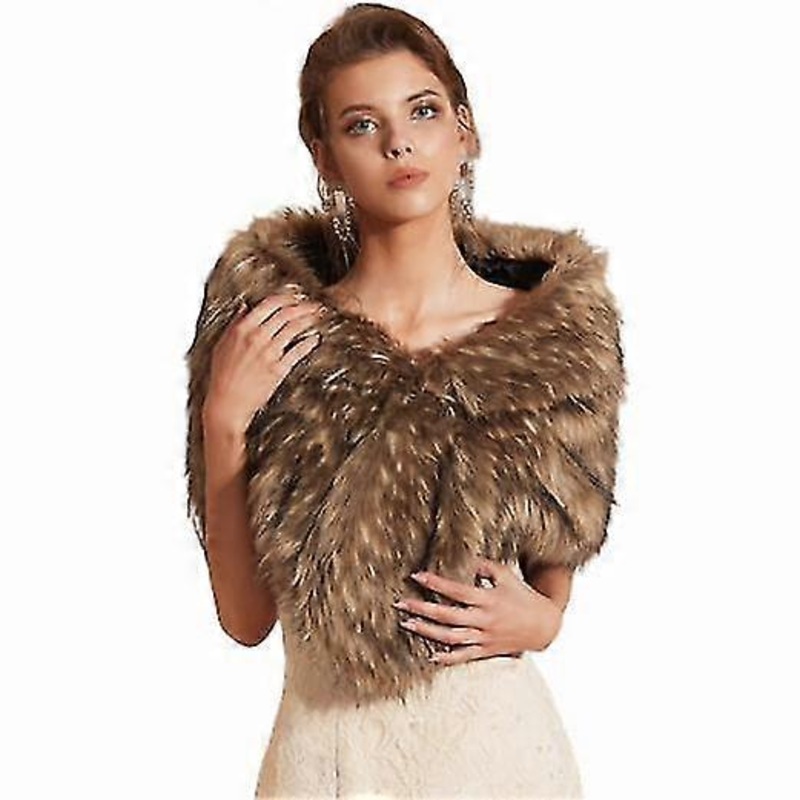 Womens Faux Fur Wrap Shawl Stole Bridal Shrug Cape Collar Scarf Shawls Gift | Fruugo SG