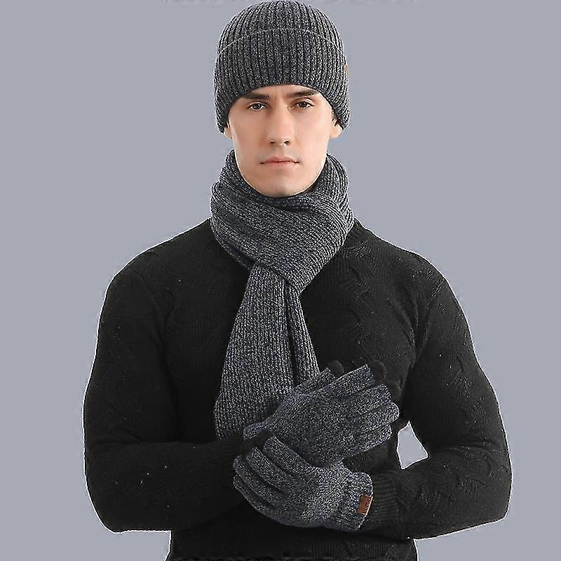 Autumn/winter Warming Set Mixed Knitted Wool Padded Hat Scarf Gloves | Fruugo SG