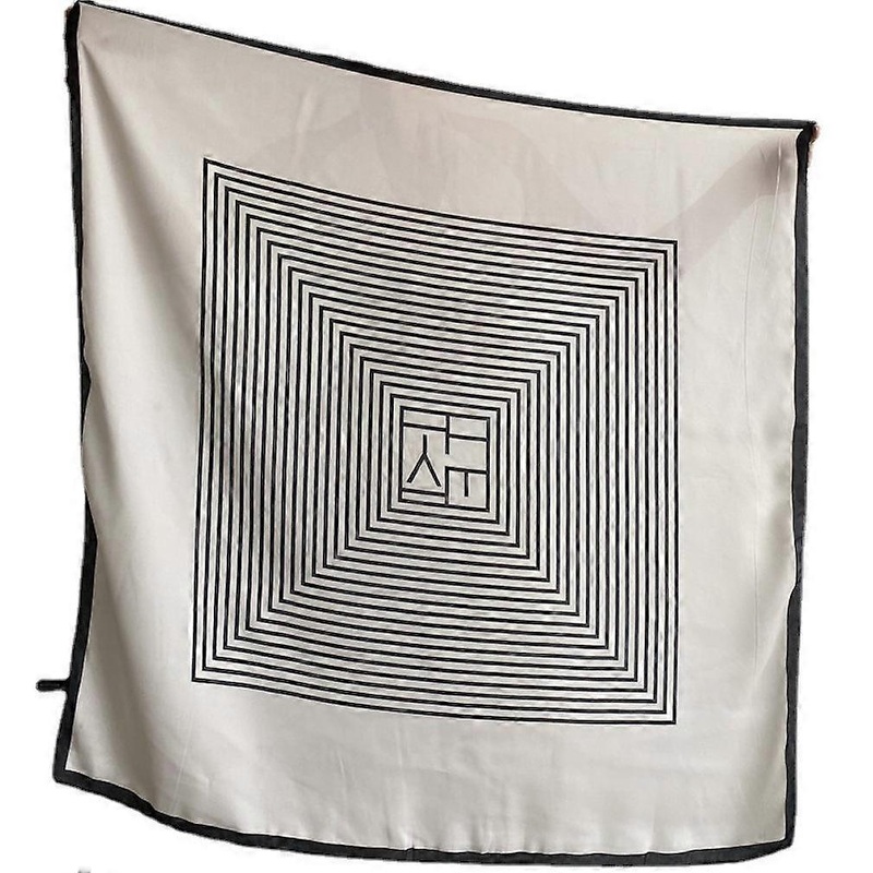 Black White Stripe Scarf Ins Silky Shawl Think Kerchief for Lady | Fruugo SG
