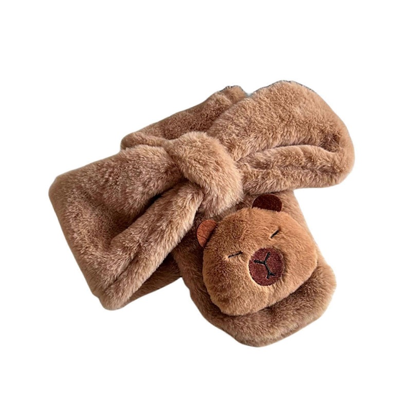 Capybara Long Rectangle Faux Furs Warm Soft Furry Wrap Around Loophole Scarf Bear Shawl Wrap Windproof Neck Warmer | Fruugo SG