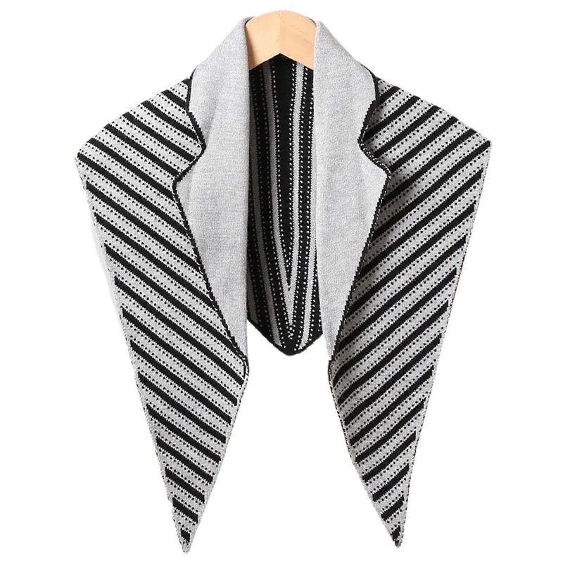 Casual Striped Pattern Shawl Cotton Knitted Collar Scarf Multipurpose Shawl Wrap for Office Shopping and Everyday Use  black gray | Fruugo SG