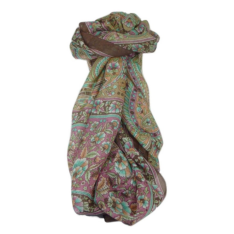 Classic Paisley Long Scarf Mulberry Silk Chia Chocolate by Pashmina & Silk | Fruugo SG