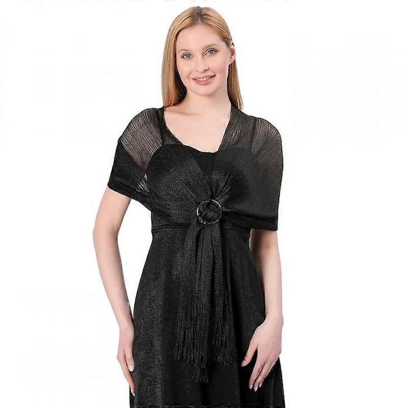Elegant shawl, , sophisticated design, synthetic, black, onesize | Fruugo SG