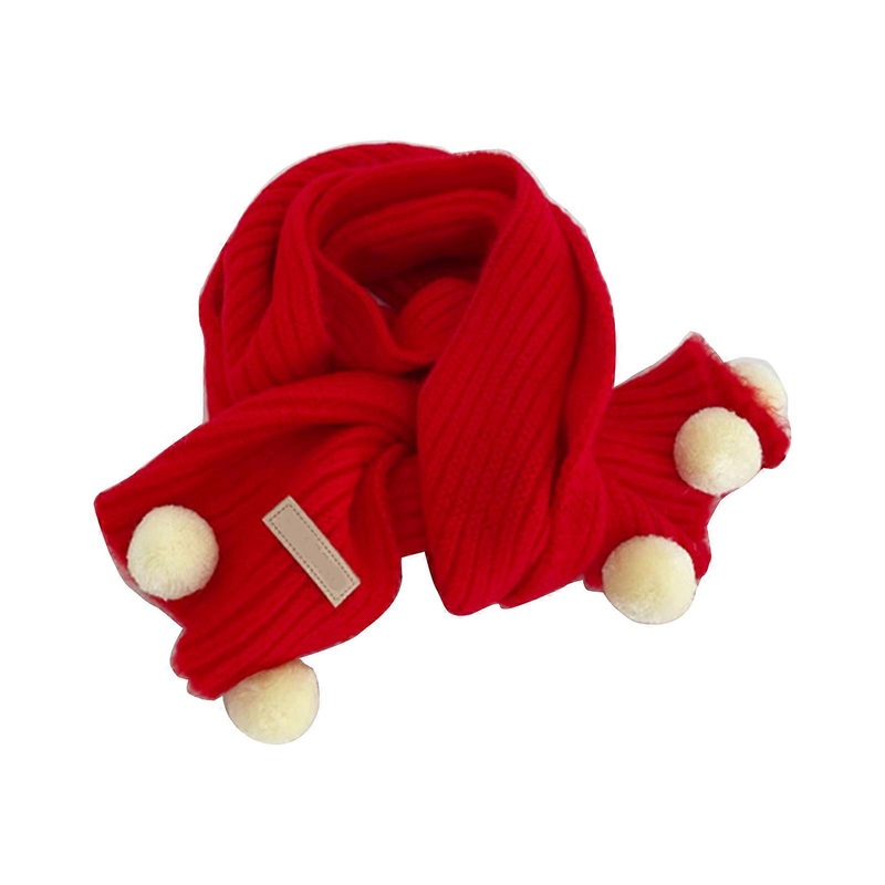 Kids Scarf Pom Pom Trims Neck Warmer Cosy and Warm Neckerchief Autumn Winter Accessories Shower Gift for Toddlers  Red | Fruugo SG