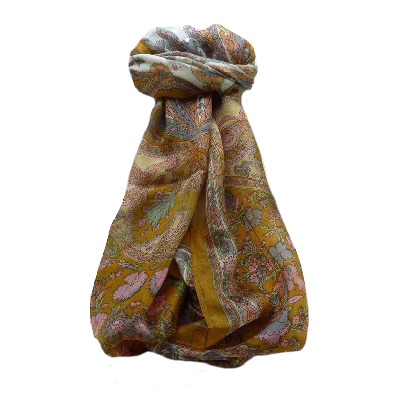 Mulberry Silk Traditional Long Scarf  Khattar Gold by Pashmina & Silk | Fruugo SG
