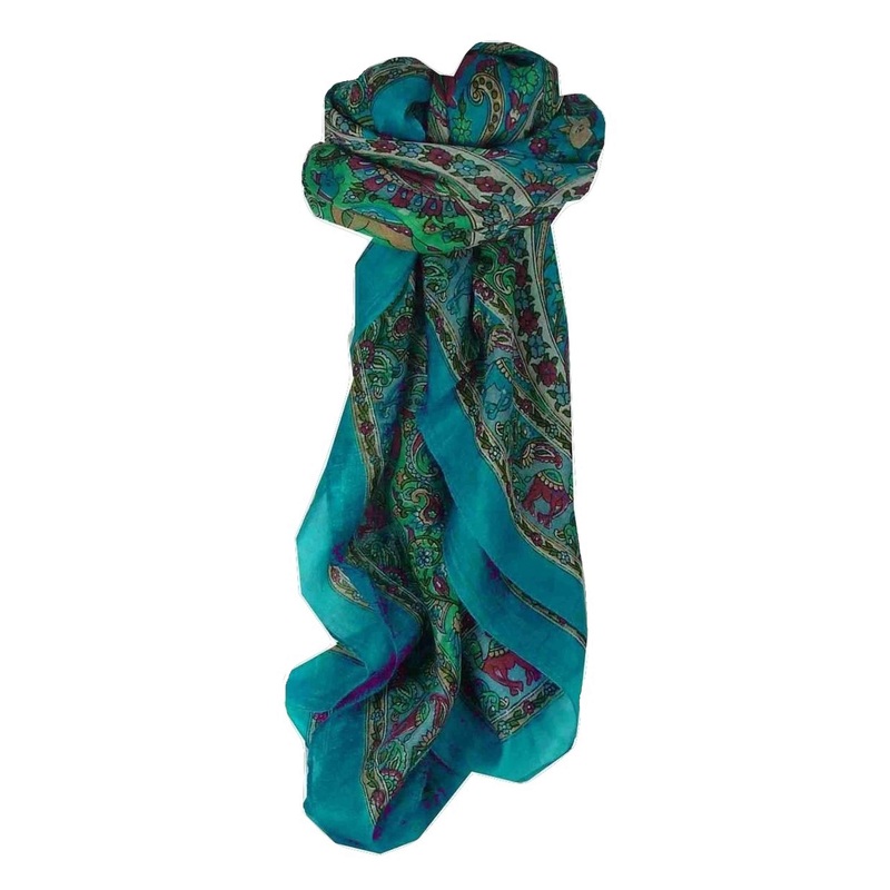 Mulberry Silk Traditional Square Scarf Kaladi Blue by Pashmina & Silk | Fruugo SG