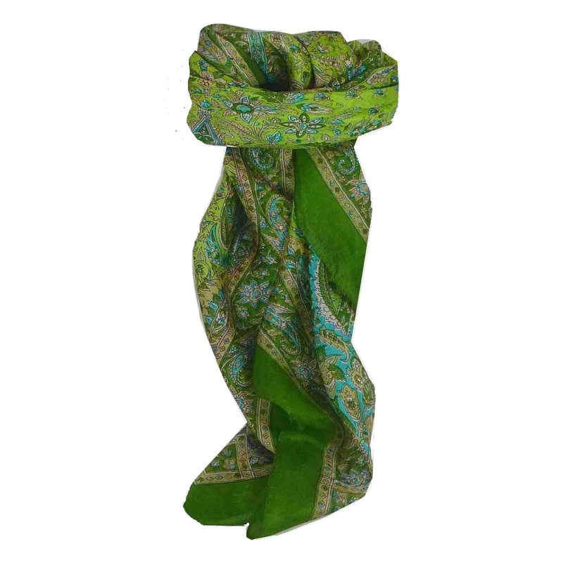 Mulberry Silk Traditional Square Scarf Kiara Sage by Pashmina & Silk | Fruugo SG