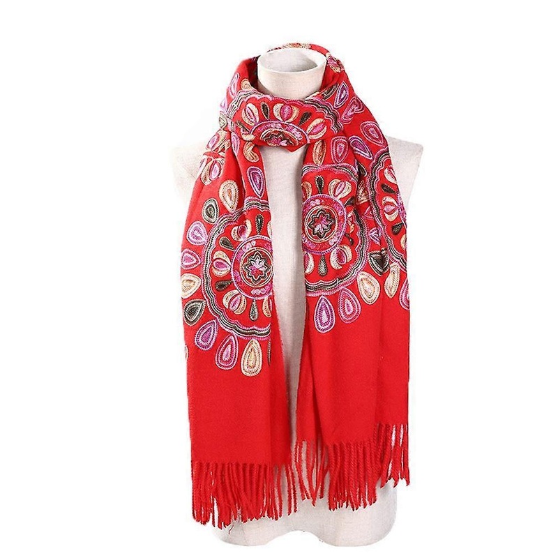 Pashmina Embroidery Floral Scarf Oversized Shawl Winter Warm Wrap for Lady | Fruugo SG