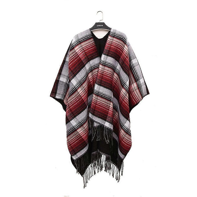 Scotch Plaid Shawl Wrap Warm Poncho Pashmina Cardigant Blanket with Tassel | Fruugo SG