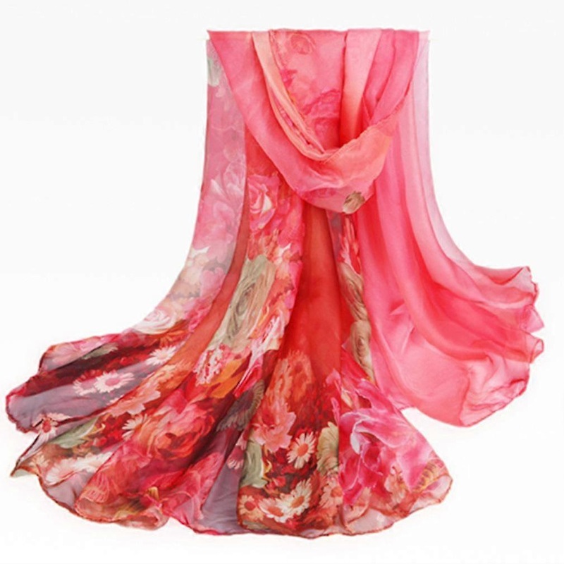 Silky Scarf Summer Beach Sun Proof Shawl Floral Print Wrap for Lady | Fruugo SG