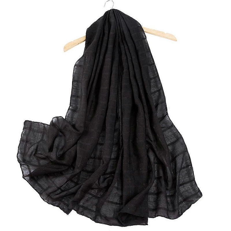 Solid Color Warm Scarf Cotton Wraps Fashion Scarf Chequer Patter Neckerchief Shawl for Lady | Fruugo SG