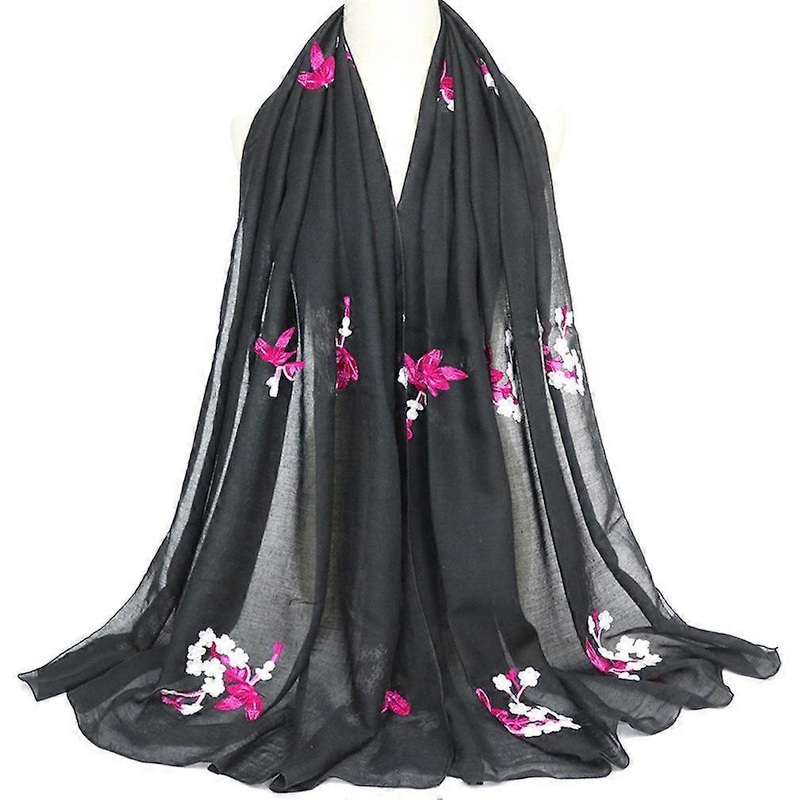 Spring And Autumn Embroider Floral Scarf Cotton Wraps Fashion Scarf Shawl for Lady | Fruugo SG