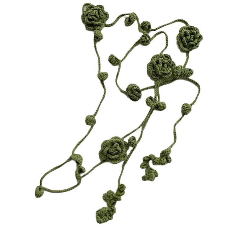 Vintage Narrow Knitted Scarf Unique Flower Ladies Scarf Elegant Warm Neckerchief for Cold Weather  Green | Fruugo SG