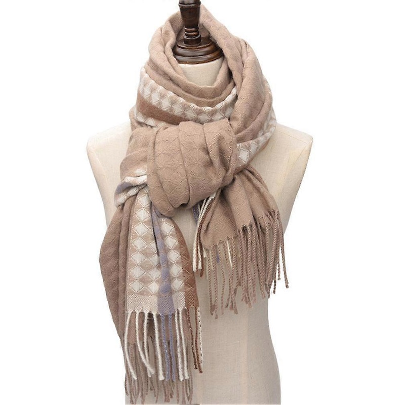 Winter Plaid Pashmina Scarf Warm Neck Fringed Wrap Thicken Shawl for Students | Fruugo SG