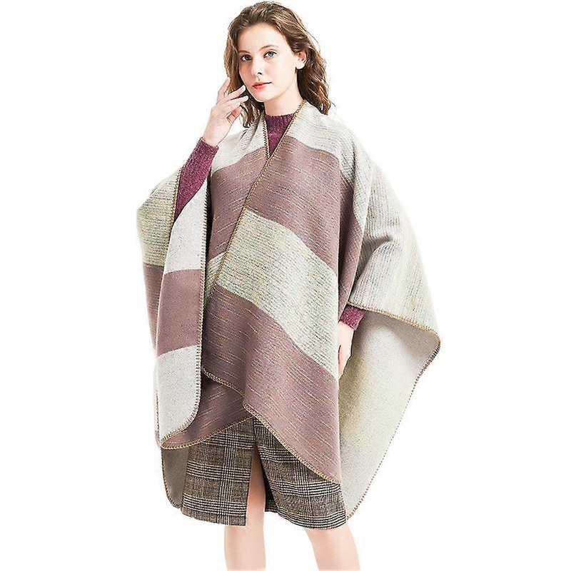 Women’s Stripes Poncho Loose Shawls Warm Blanket for Lady | Fruugo SG