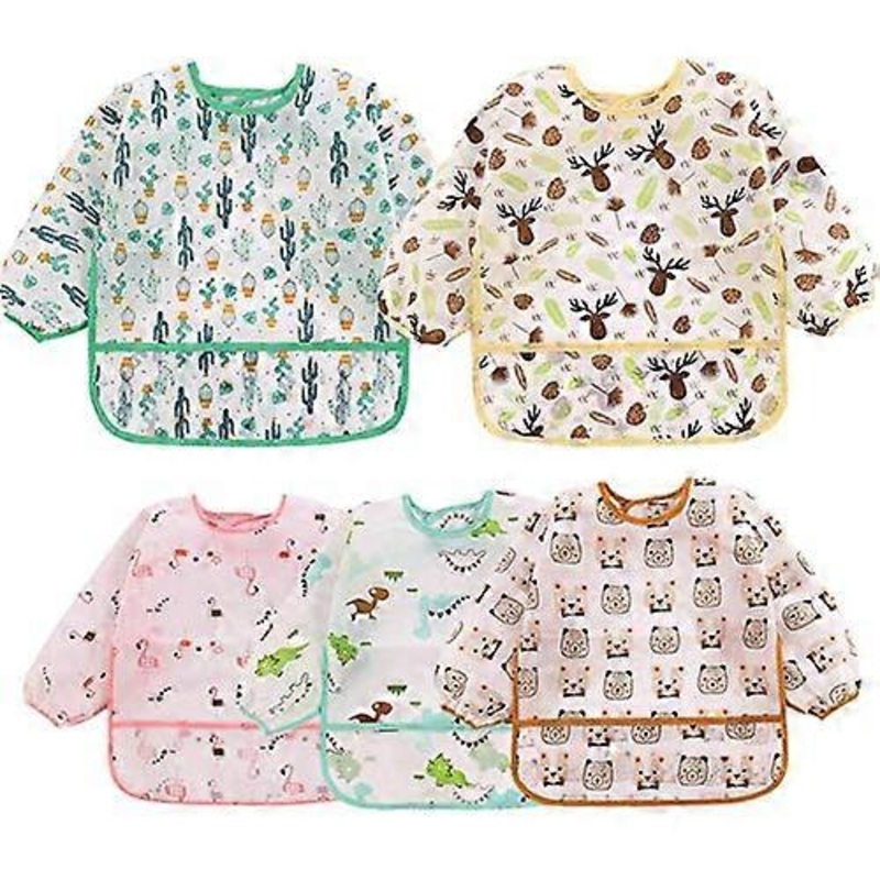 5 Pcs Long Sleeved Baby Toddler Bibs Waterproof Sleeved Bib 6-24 Months | Fruugo SG