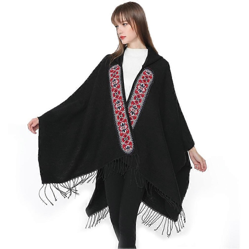 Autumn Winter Hoodie Autumn Winter Cape Warm Shawls with Tassel for Lady | Fruugo SG