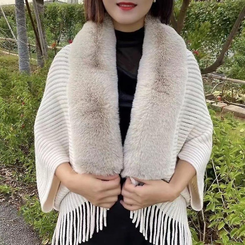 Bat Wing Sleeve Autumn Women Knitted Cardigan With Faux Fur Trimming Casual Loose Warm Female Open Stitch Sweaters Femme | Fruugo SG