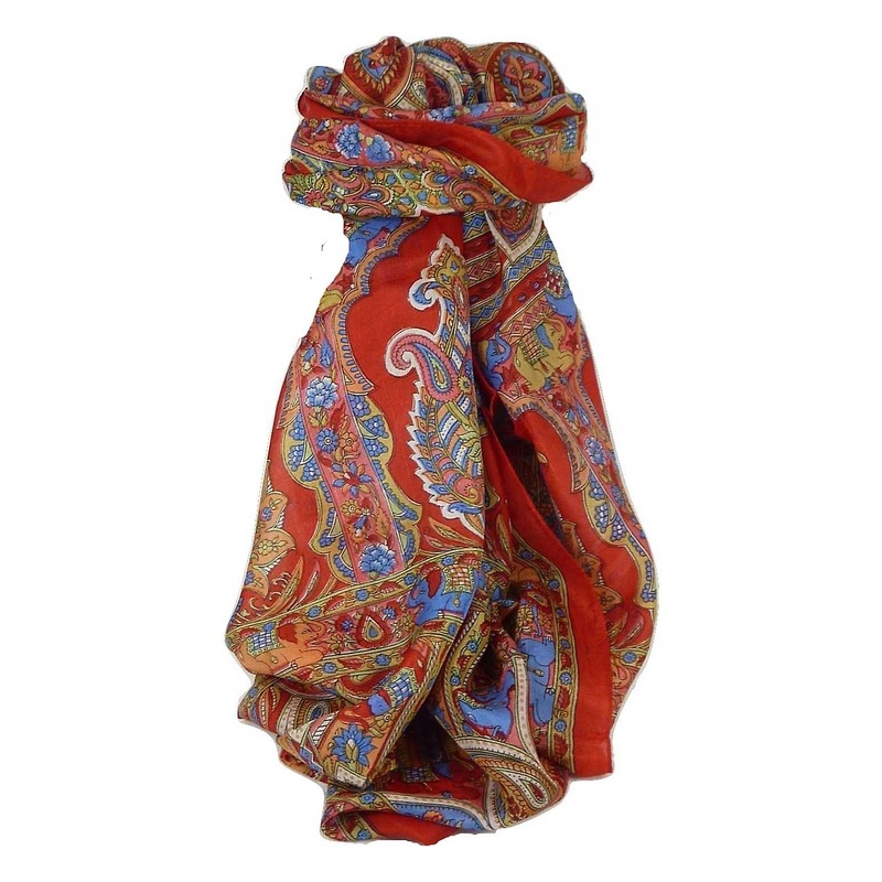 Classic Paisley Long Scarf Mulberry Silk Dara Scarlet by Pashmina & Silk | Fruugo SG