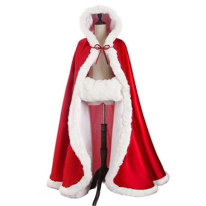 Cosplay Hooded Cape Faux Fur Shawl Long Warm Poncho Show Costume for Christmas Show Party | Fruugo SG