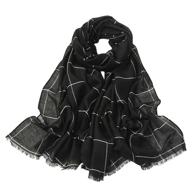 cotton linen scarf, check pattern | Fruugo SG