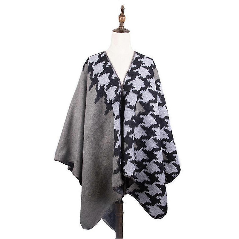 Houndstooth Shawl Scarf Open Front Poncho Winter Cardigant for Lady | Fruugo SG