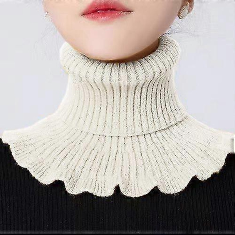 Knitted Collar Scarf Women Turtleneck Knitted False Fake Collar Detachable Scarf Warm Winter Windproof Ruffles Wrap Scarf | Fruugo SG