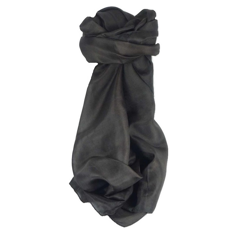 Mens Mulberry Silk Hand Dyed Square Scarf Black from Pashmina & Silk | Fruugo SG