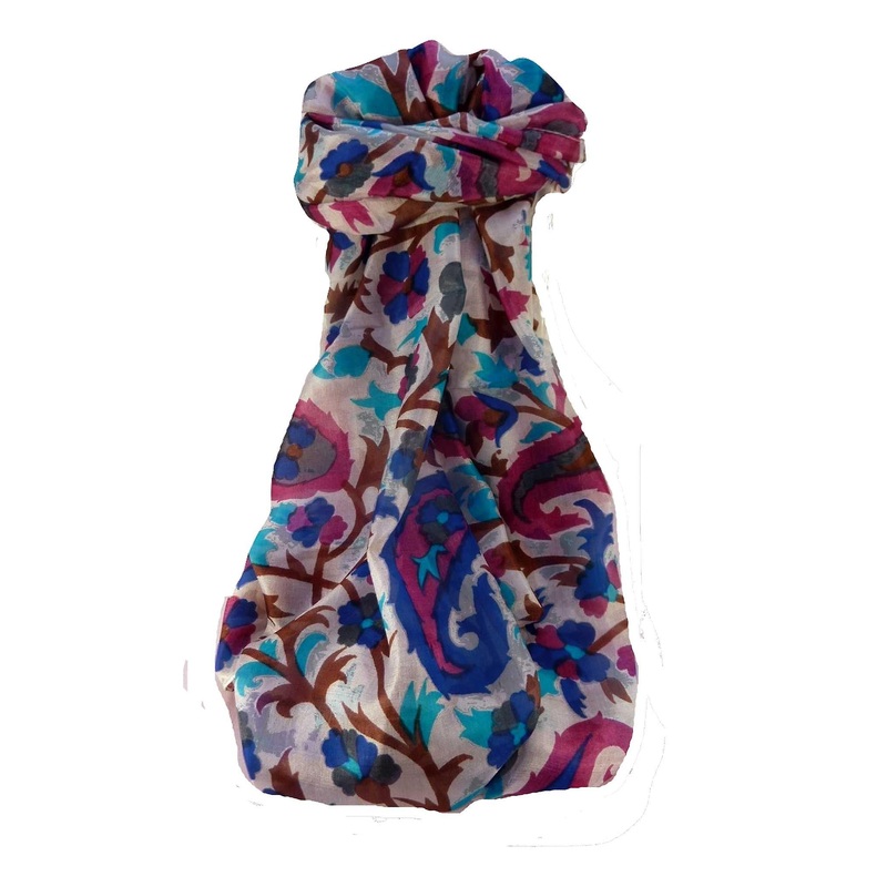Mulberry Silk Contemporary Long Scarf Jarava Blue by Pashmina & Silk | Fruugo SG