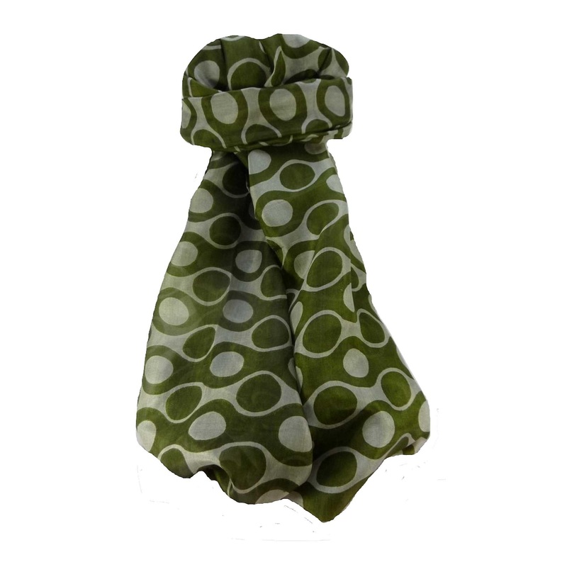 Mulberry Silk Contemporary Long Scarf Mandra Olive by Pashmina & Silk | Fruugo SG