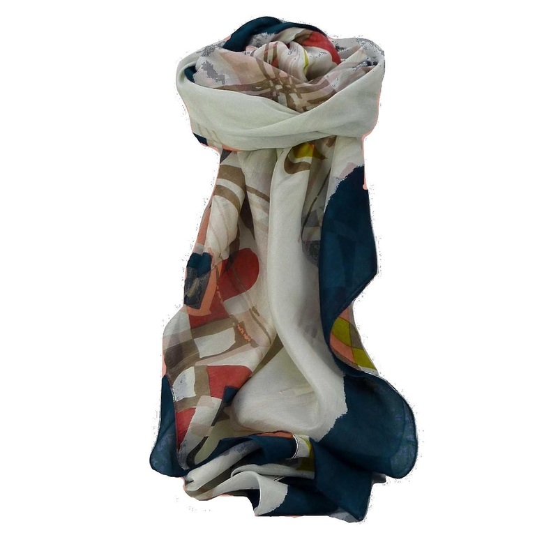 Mulberry Silk Contemporary Square Scarf Farah Navy by Pashmina & Silk | Fruugo SG