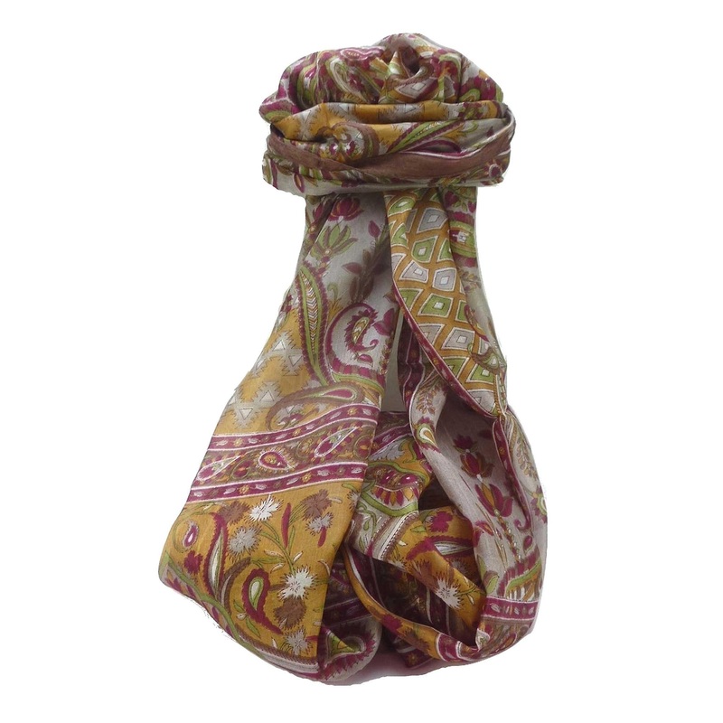 Mulberry Silk Traditional Long Scarf Alka Chestnut by Pashmina & Silk | Fruugo SG