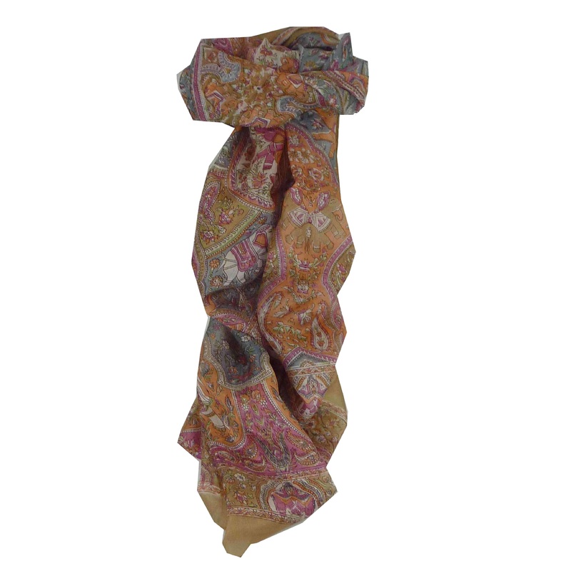 Mulberry Silk Traditional Long Scarf Eela Caramel by Pashmina & Silk | Fruugo SG