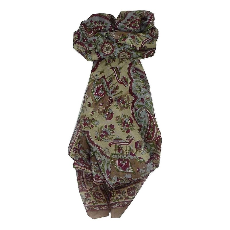 Mulberry Silk Traditional Long Scarf Nahan Brown by Pashmina & Silk | Fruugo SG