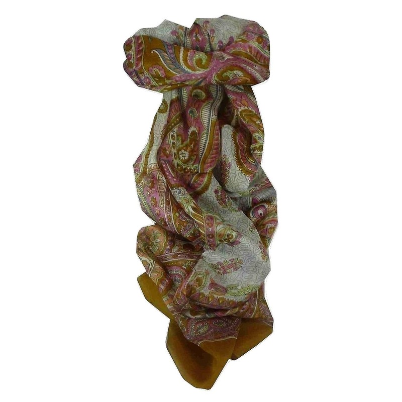 Mulberry Silk Traditional Long Scarf Safia Gold by Pashmina & Silk | Fruugo SG