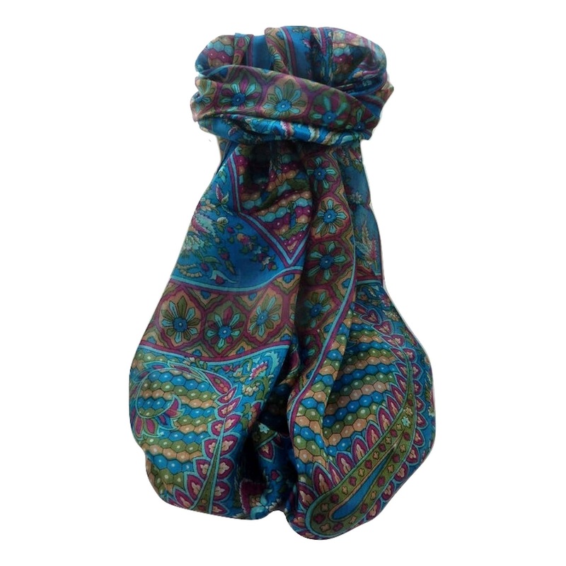 Mulberry Silk Traditional Long Scarf  Shakila Aqua by Pashmina & Silk | Fruugo SG