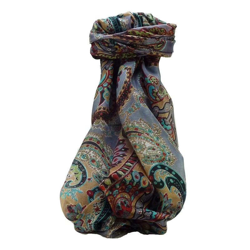 Mulberry Silk Traditional Long Scarf Shipra Black by Pashmina & Silk | Fruugo SG