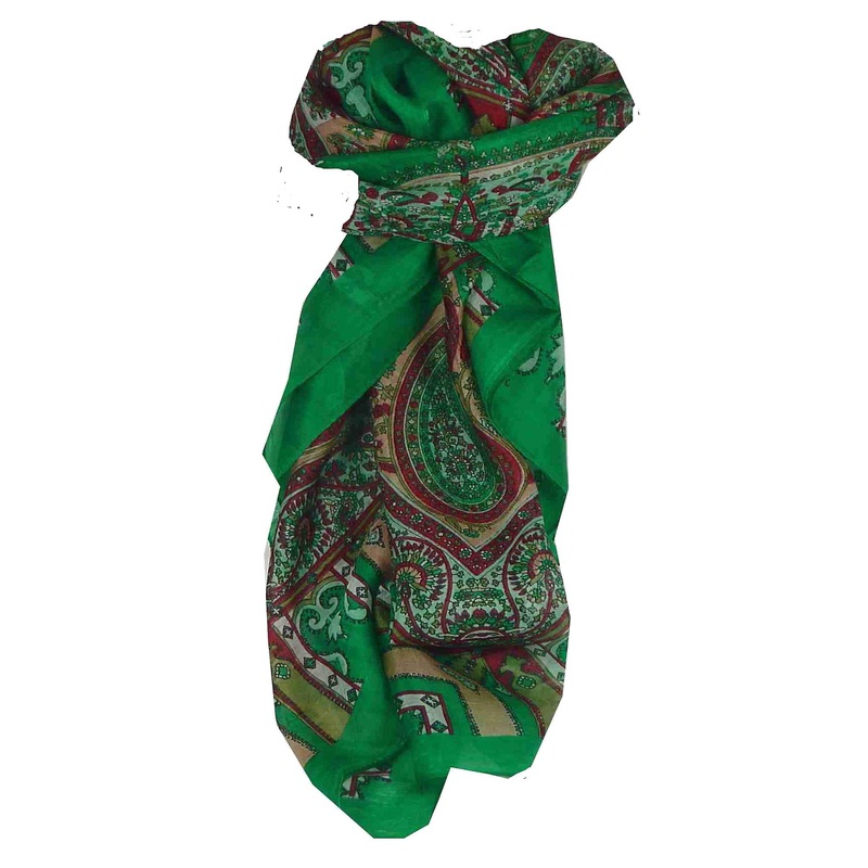 Mulberry Silk Traditional Square Scarf Aimee Green by Pashmina & Silk | Fruugo SG
