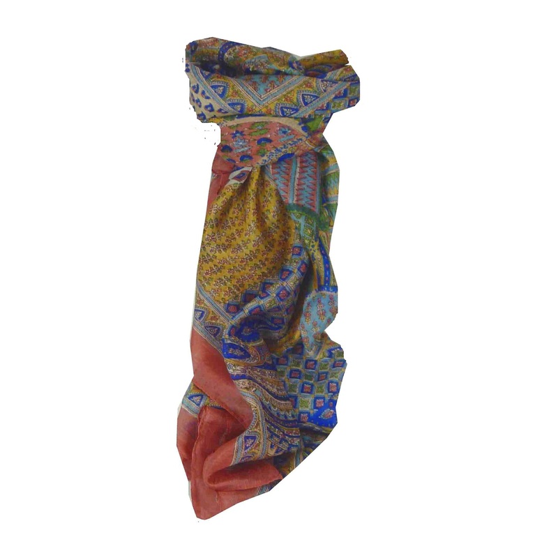 Mulberry Silk Traditional Square Scarf Ajanta Salmon by Pashmina & Silk | Fruugo SG
