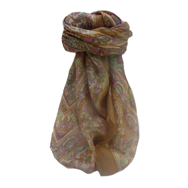 Mulberry Silk Traditional Square Scarf Alia Chestnut by Pashmina & Silk | Fruugo SG
