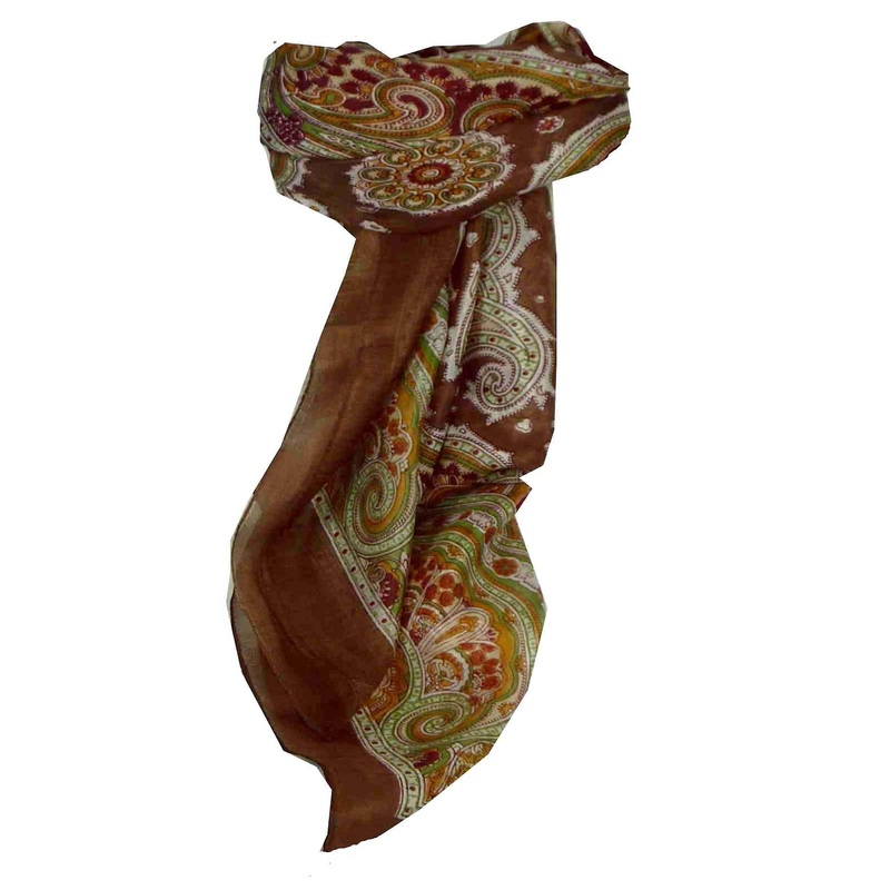 Mulberry Silk Traditional Square Scarf Aylin Caramel by Pashmina & Silk | Fruugo SG