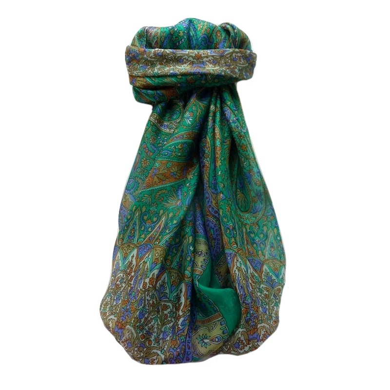 Mulberry Silk Traditional Square Scarf Devika Emerald by Pashmina & Silk | Fruugo SG
