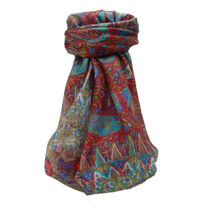 Mulberry Silk Traditional Square Scarf Devika Scarlet by Pashmina & Silk | Fruugo SG